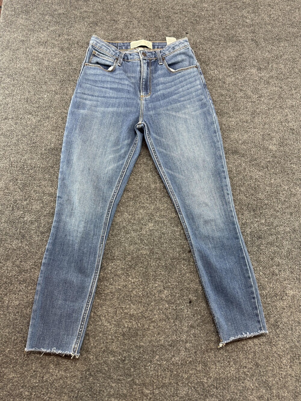 Abercrombie & Fitch Jeans Womens 0R Blue High Rise Ankle Raw Hem Curve Love